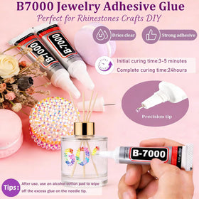 Jorovique tools and three B-7000 glue bottles arranged neatly for precision