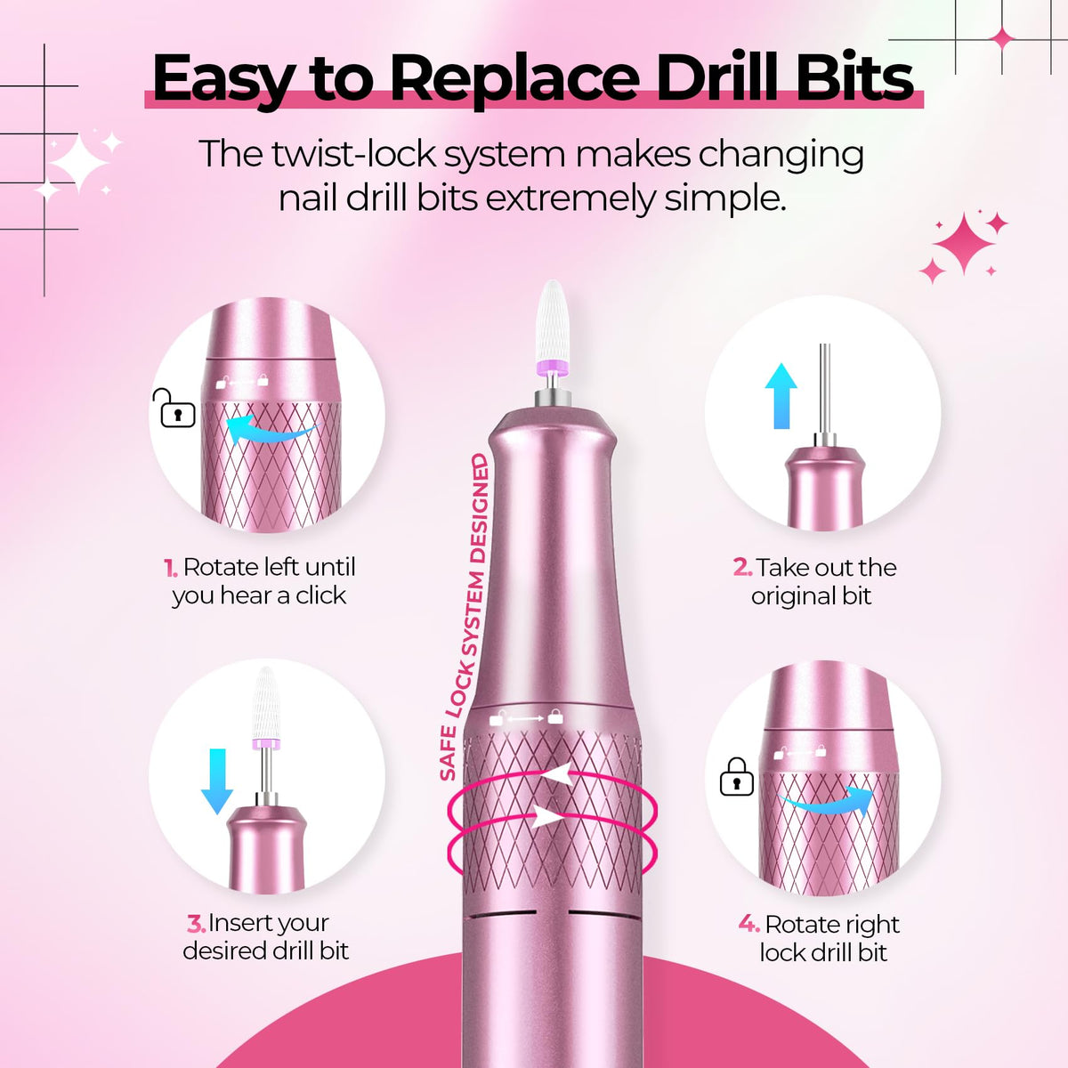 JOSGLOI assortment of 12 drill bits for versatile acrylic, gel and cuticle work
