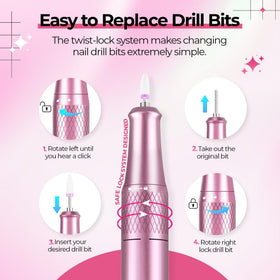 JOSGLOI assortment of 12 drill bits for versatile acrylic, gel and cuticle work