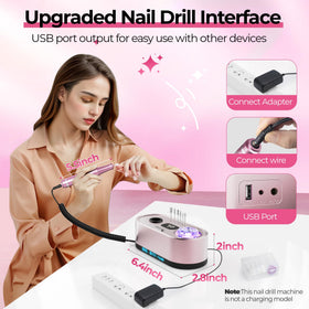 JOSGLOI drill size shown next to a hand to illustrate compact, salon-ready scale