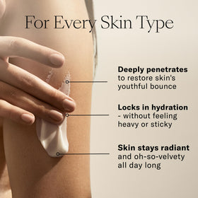Josie Maran body butter spread on arm for instant hydration benefit