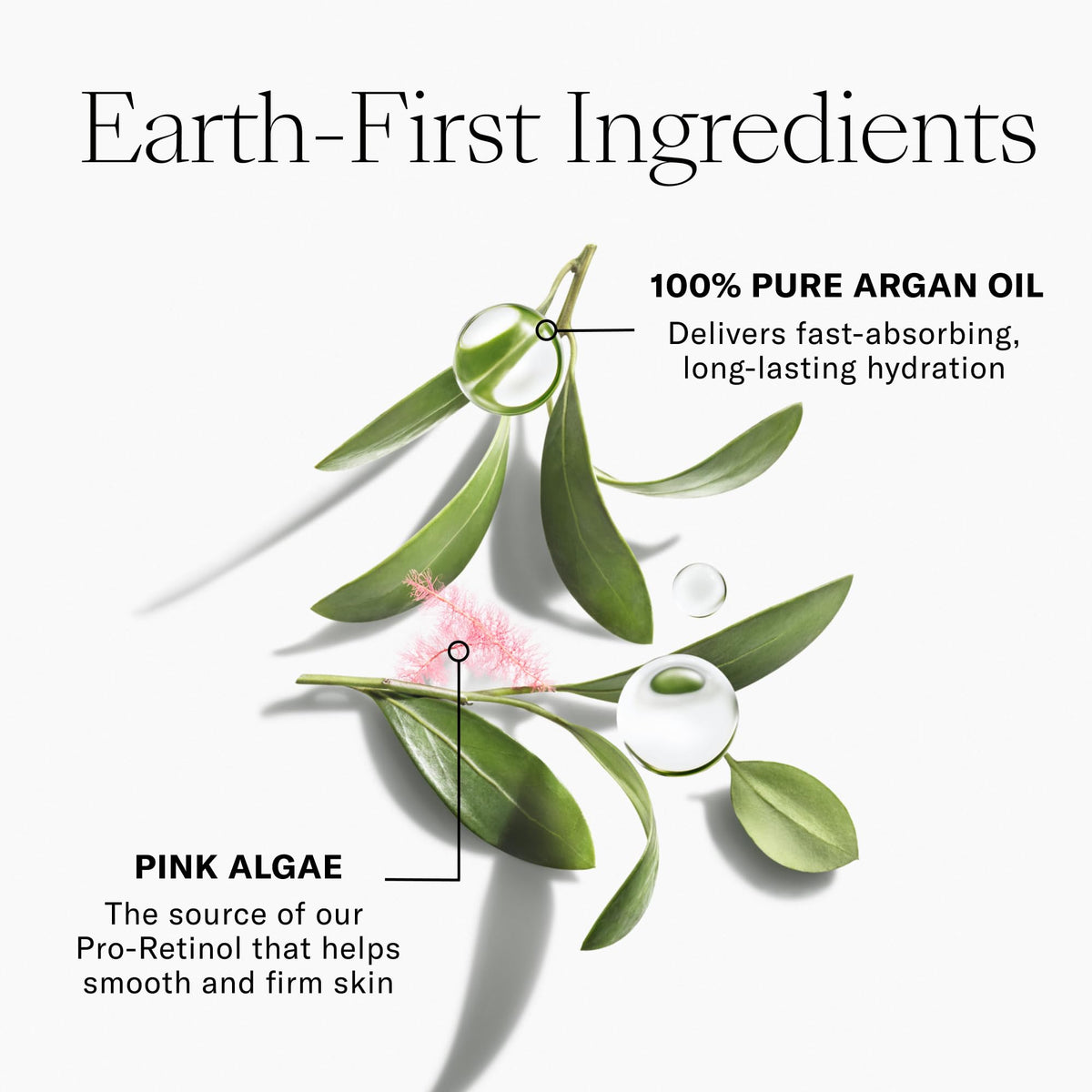Josie Maran open jar beside argan oil bottle, shows pure oil nourishment