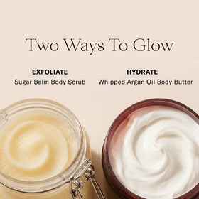 Josie Maran next to a measuring cup showing 10 oz size for scaling use