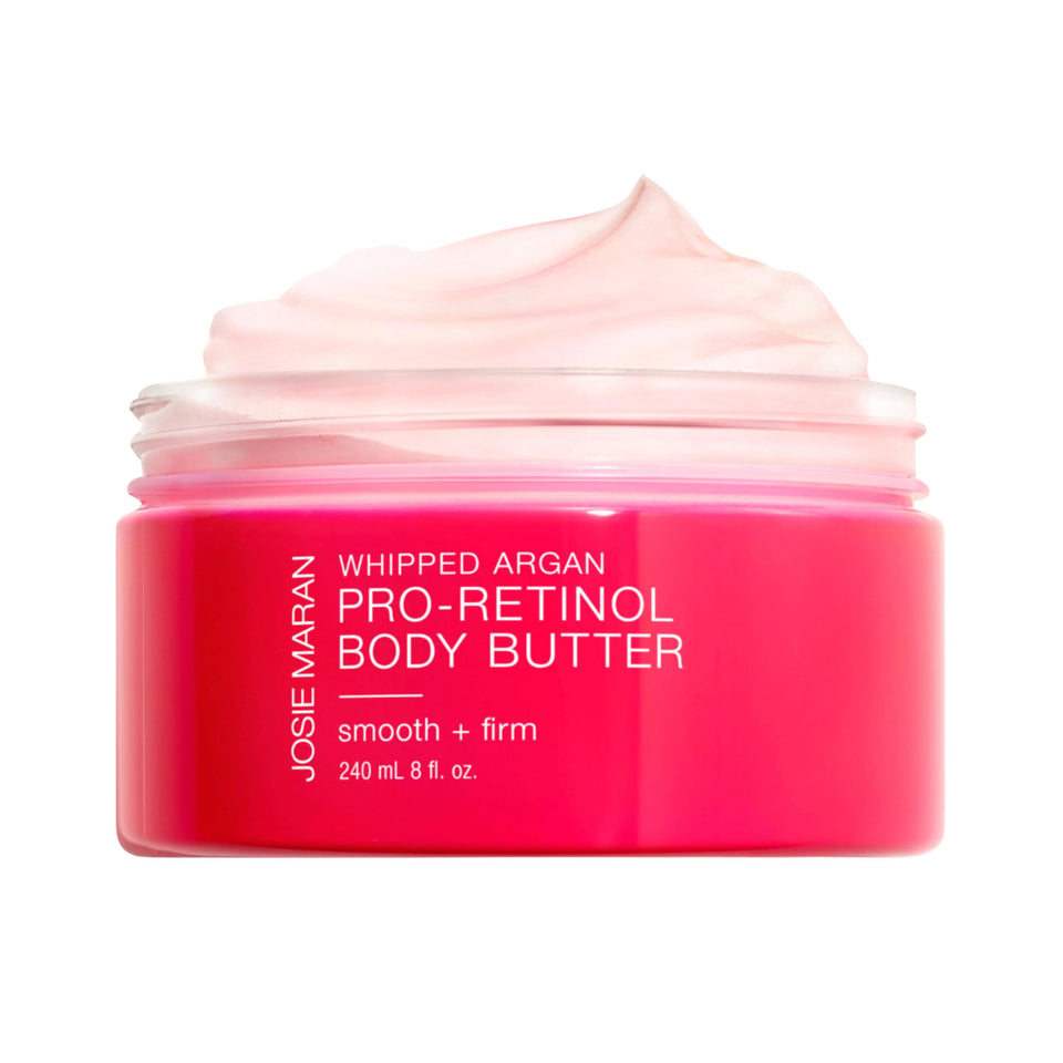 Josie Maran front packaging showing jar and label, communicates clean hydration