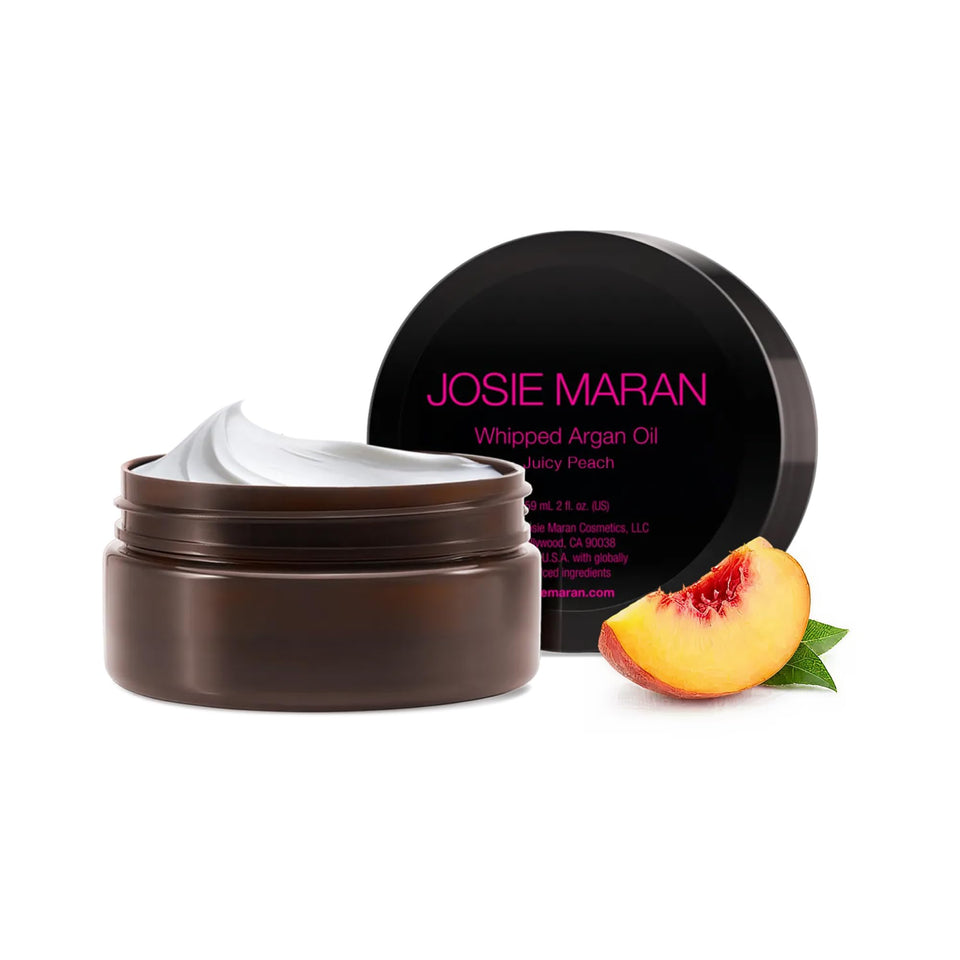 Josie Maran front jar view showing packaging and product benefit of portable hydration