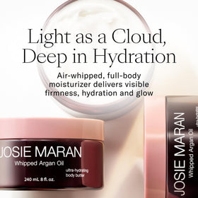 Josie Maran whipped texture close-up showing fluffy cream and fast absorption benefits
