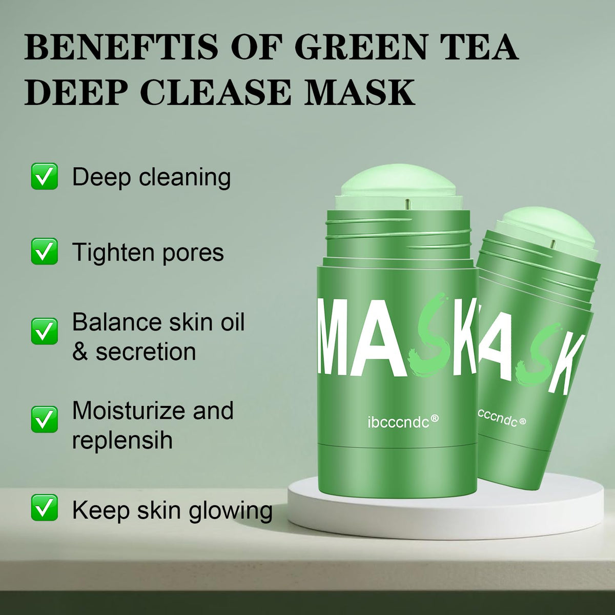Josmon close-up of green mask texture showing smooth spreadability