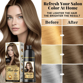 Joyful Young being applied to dry hair from palm for easy at-home use