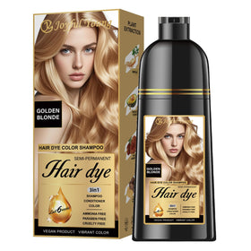 Joyful Young front bottle showing golden blonde shade and clear product benefit