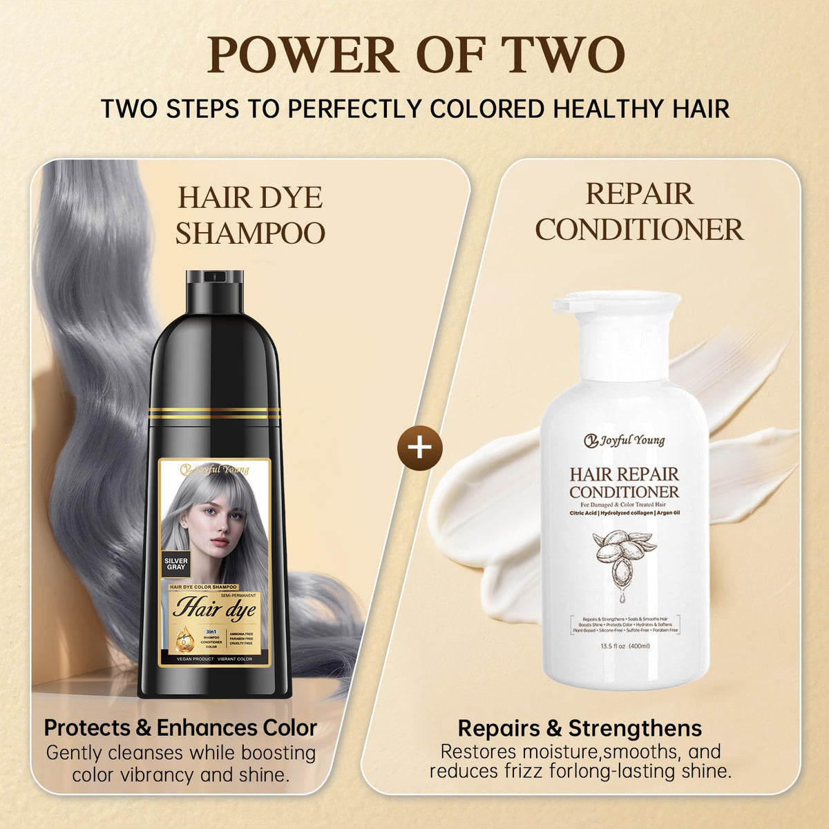 Joyful Young bottle on modern bathroom counter showing salon-style results at home