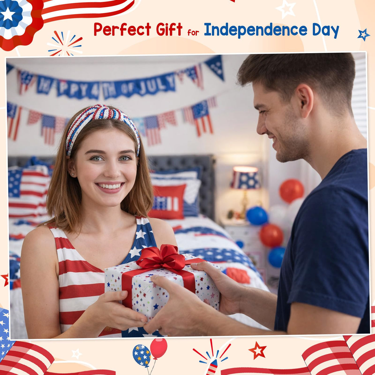 Joyline packaged gift presentation showing ready-to-give patriotic accessory