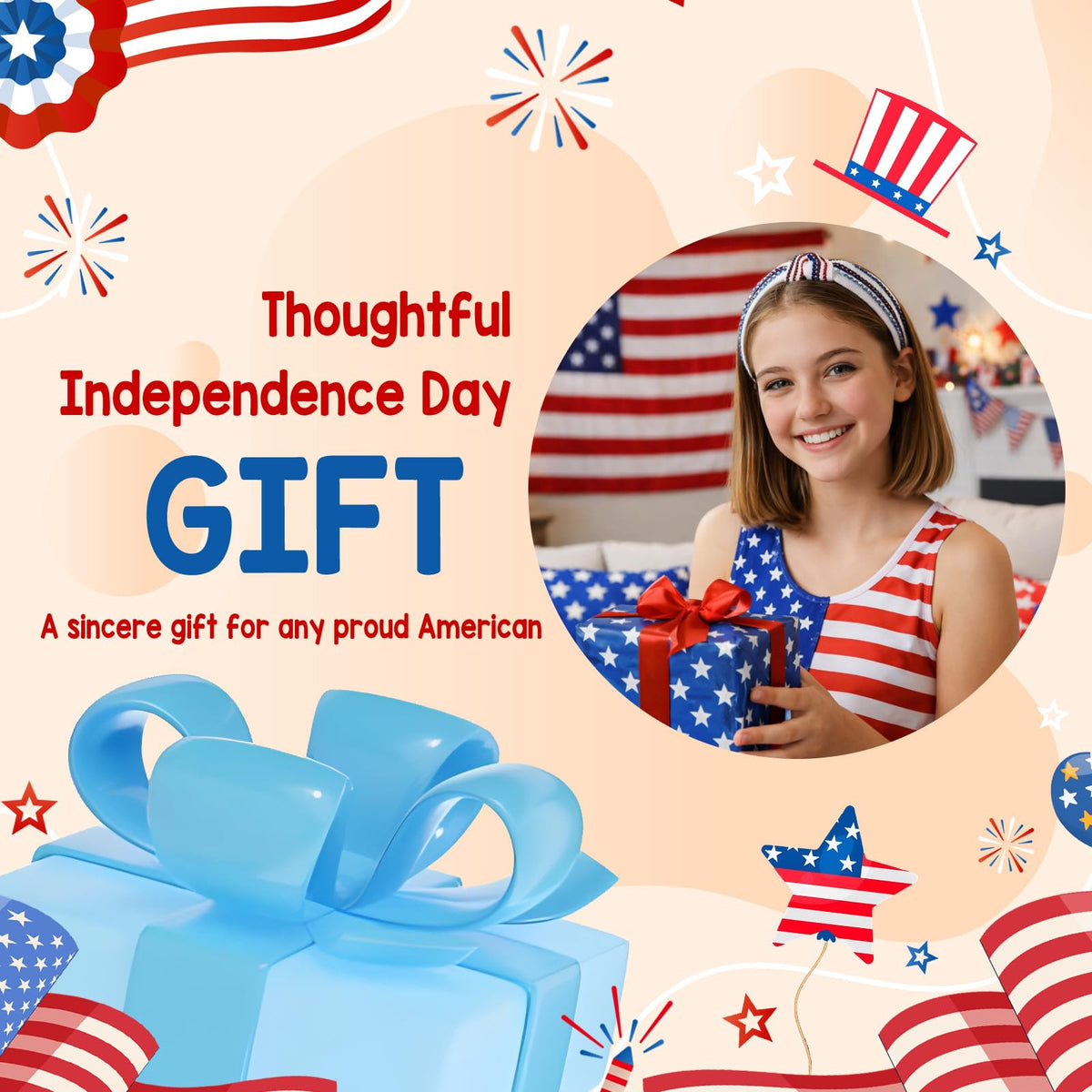 Joyline styled with summer outfit showing easy pairing and patriotic flair