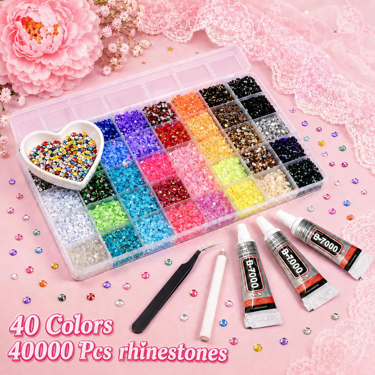 Joymeey close-up of 3mm rhinestone facets and AB coating showing durable sparkle
