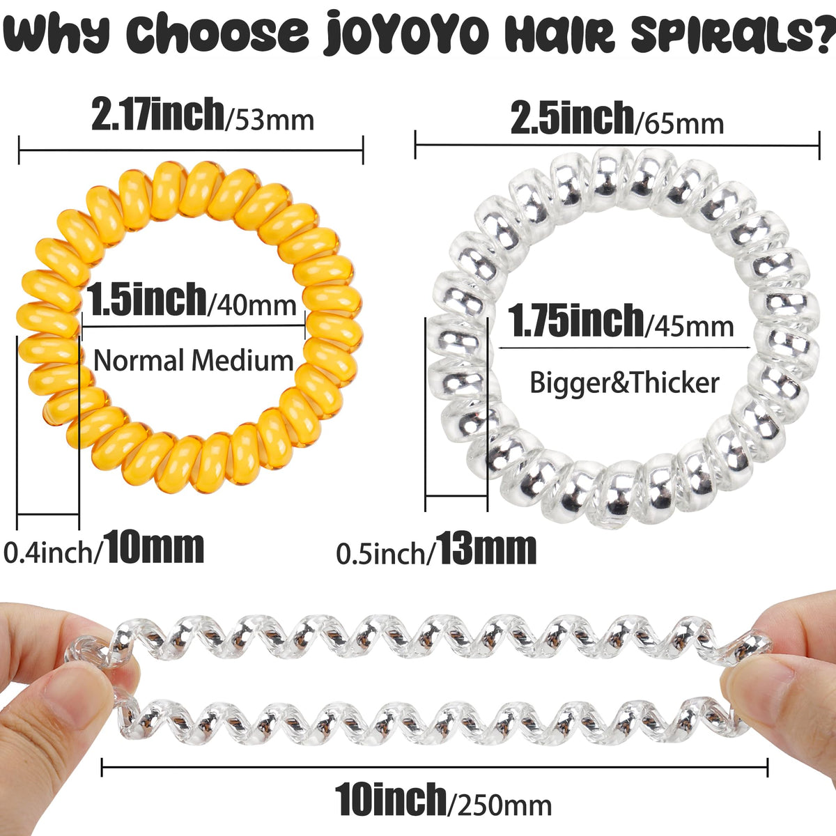 JOYOYO spiral hair tie securing a high ponytail for comfortable no-crease hold