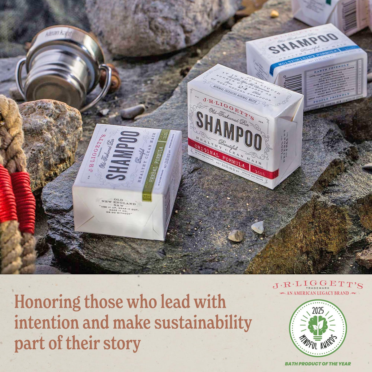 J·R·LIGGETT'S bars displayed in bathroom lifestyle setting for sustainable living
