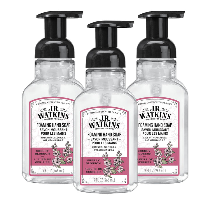 J.R. Watkins front packaging showing cherry blossom scent and calming benefit