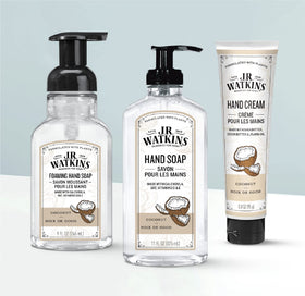J.R. Watkins gel texture on hand illustrating gentle lather and soft feel