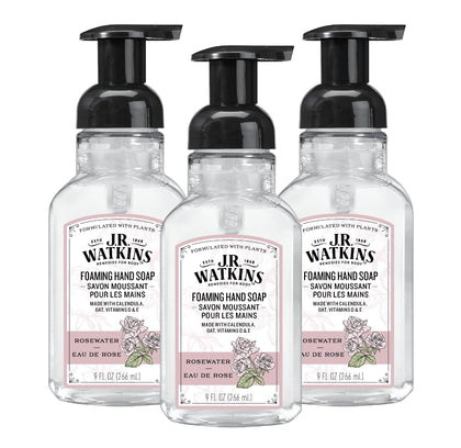J.R. Watkins front packaging view showing eau de rose and moisturizing benefit