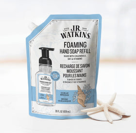 J.R. Watkins foaming soap texture close-up demonstrating rich lather