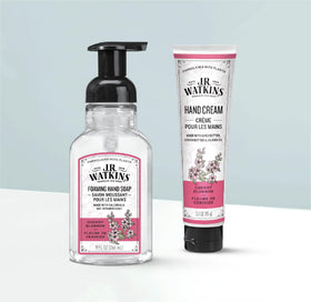 J.R. Watkins foam texture on hand illustrating gentle cleansing benefit