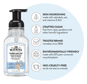 J.R. Watkins foaming texture close-up demonstrating gentle, skin-friendly lather