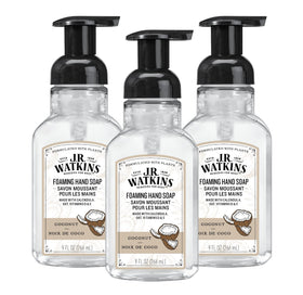 J.R. Watkins front packaging coconut foam pump shows brand and scent benefits