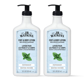 J.R. Watkins front packaging peppermint two-pack showing label and size benefit hydration