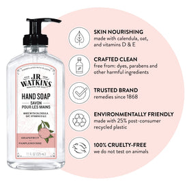 J.R. Watkins grapefruit bottle close-up highlighting gel texture and gentle cleanse