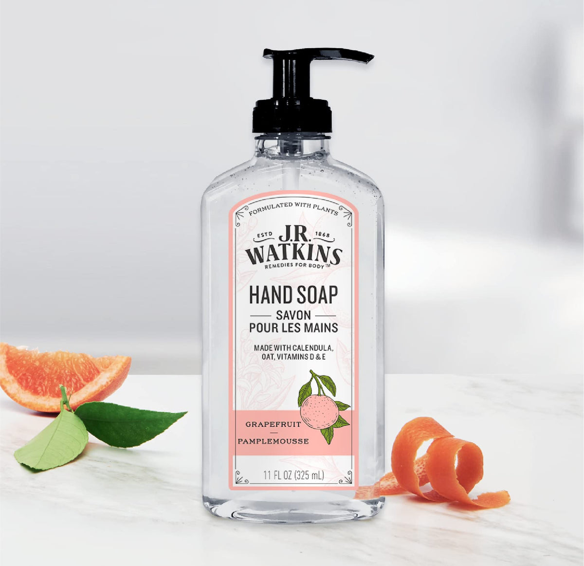 J.R. Watkins grapefruit label close-up displaying ingredient focus and clarity