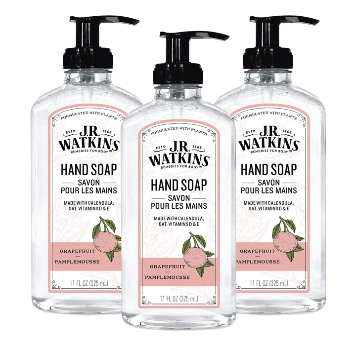 J.R. Watkins grapefruit three-pack front view showing fresh packaging and scent benefit