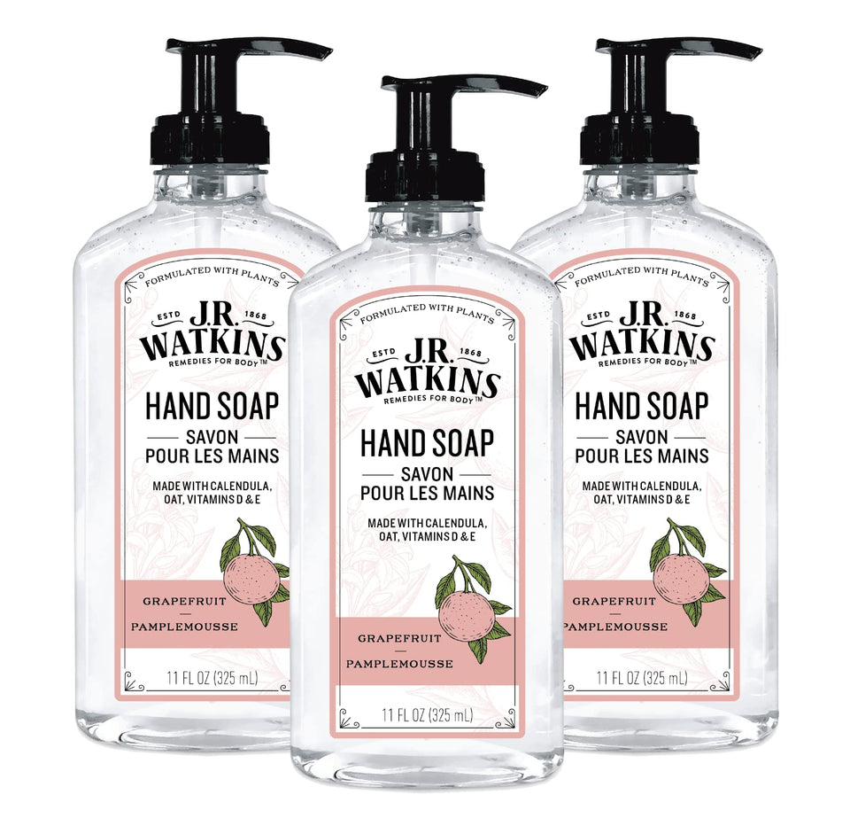 J.R. Watkins grapefruit three-pack front view showing fresh packaging and scent benefit