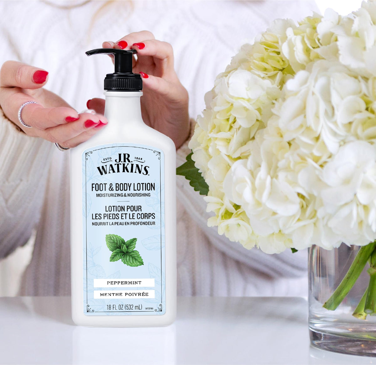 J.R. Watkins ingredient label close-up highlighting natural botanicals and clean formulation benefit