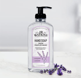 J.R. Watkins staged in bathroom offering calming lavender scent and decor-friendly benefit