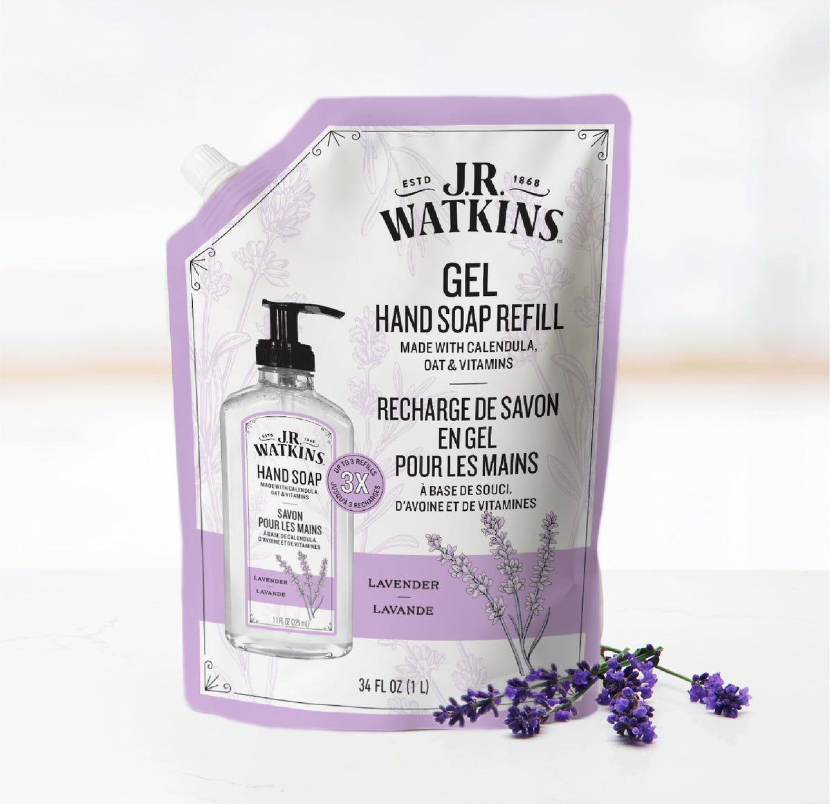 J.R. Watkins gel texture close-up showing smooth lathering benefit