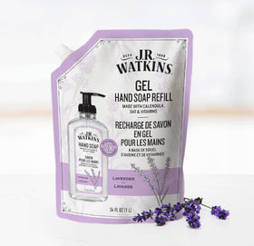 J.R. Watkins gel texture close-up showing smooth lathering benefit