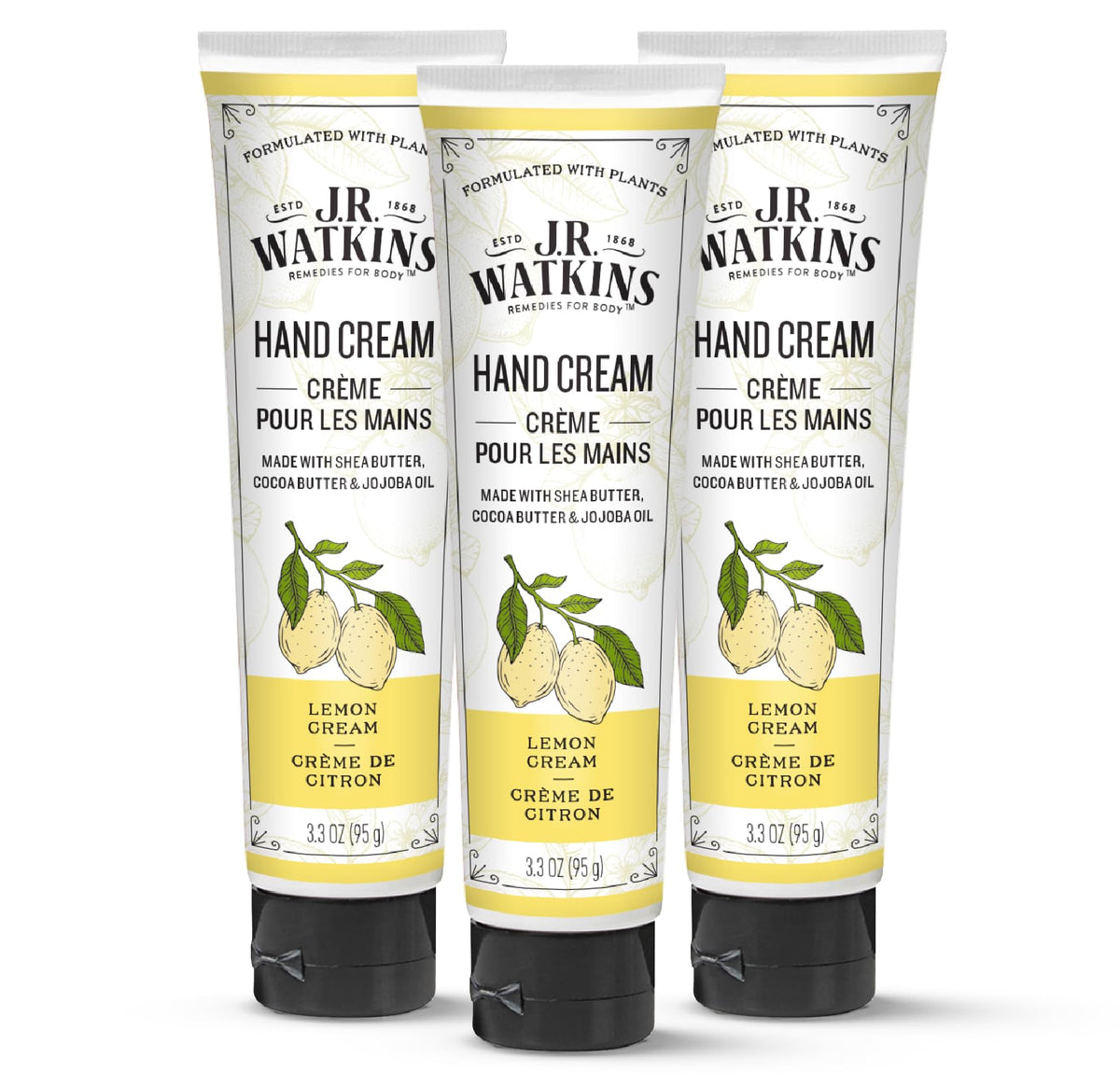 J.R. Watkins front packaging showing lemon cream label and benefits