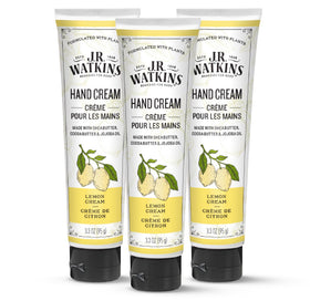 J.R. Watkins front packaging showing lemon cream label and benefits