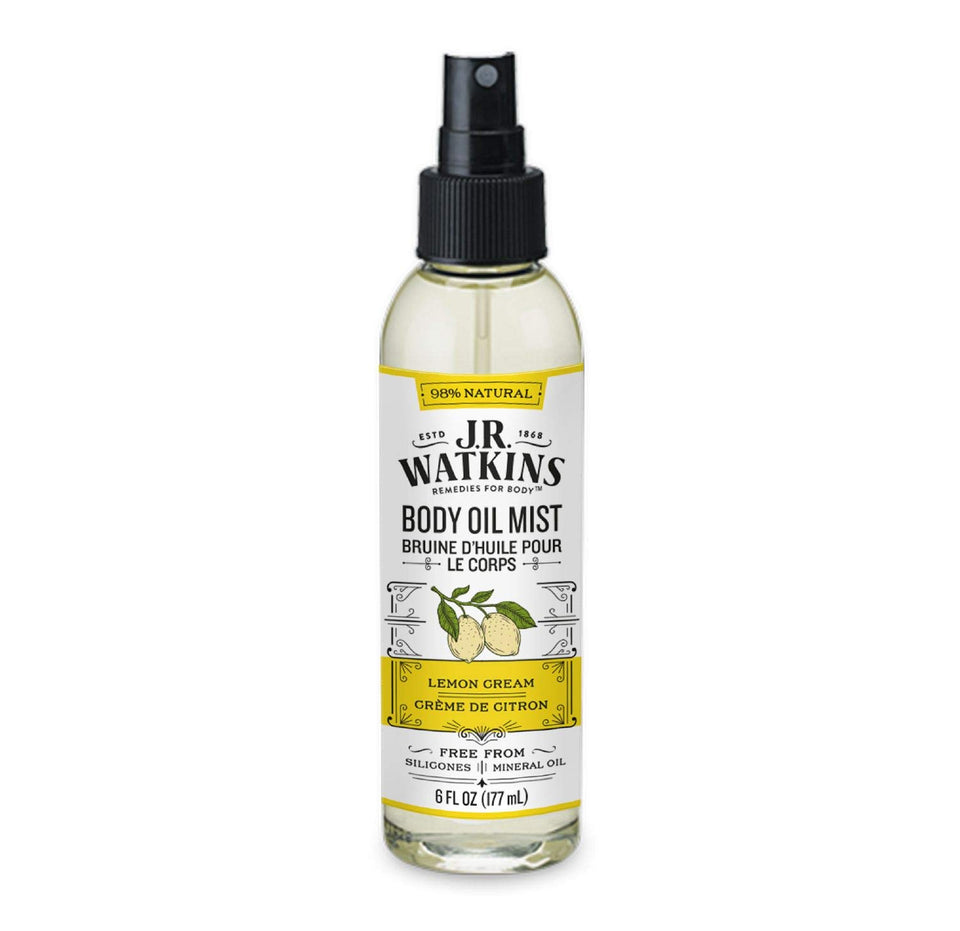 J.R. Watkins front packaging shows lemon cream bottle, clear view and benefit