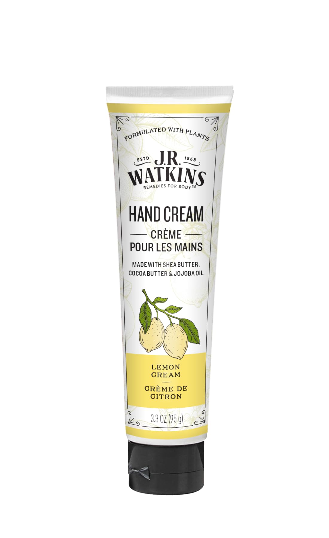 J.R. Watkins front packaging showing lemon cream and hydration benefit