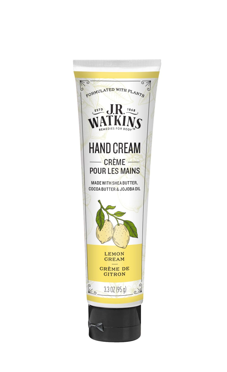 J.R. Watkins front packaging showing lemon cream and hydration benefit