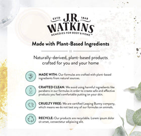 J.R. Watkins bottle held in hand for scale, travel-friendly size benefit
