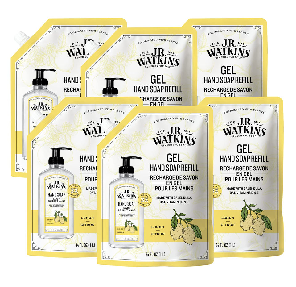 J.R. Watkins front packaging view showing lemon pouch and value bundle benefit