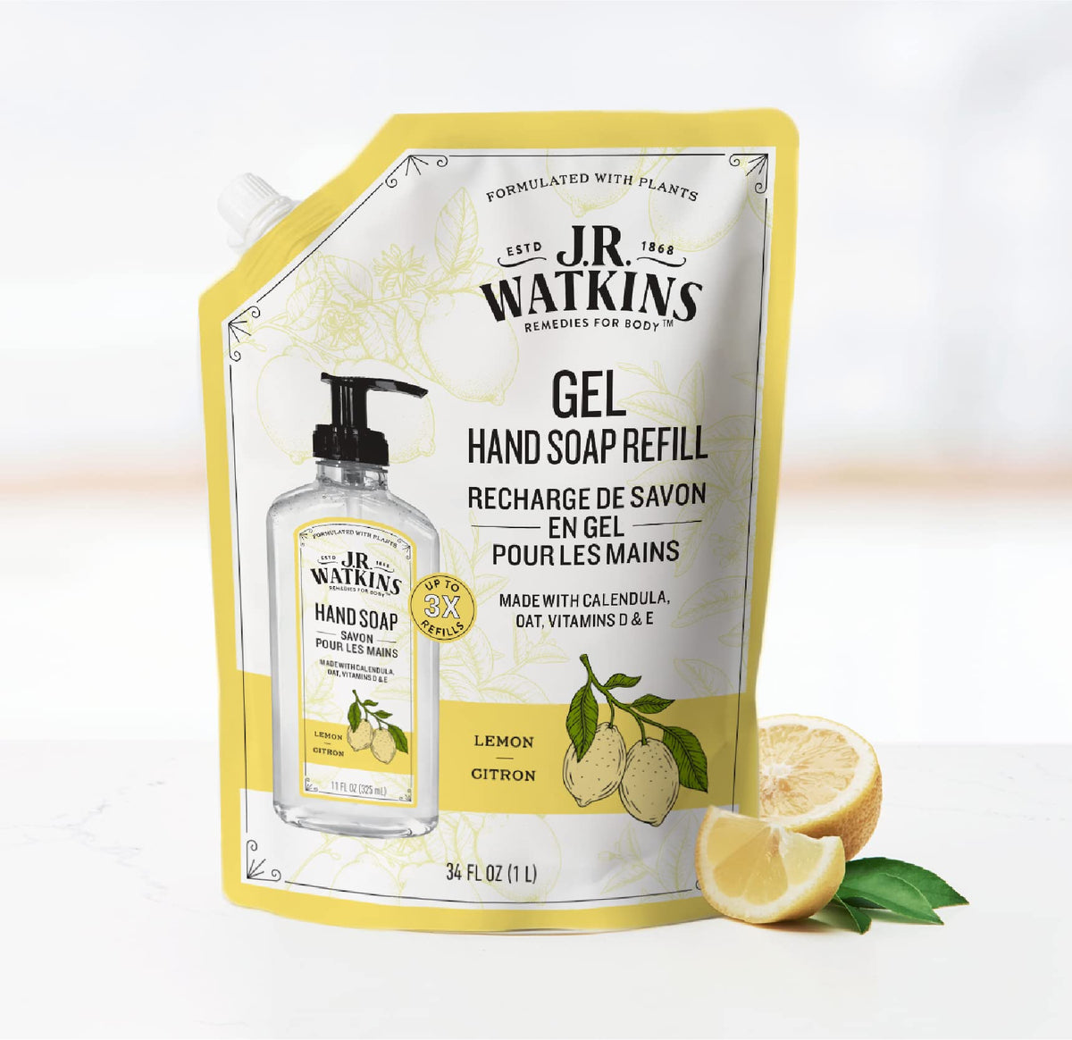 J.R. Watkins label detail highlighting plant-based ingredients list