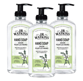 J.R. Watkins front packaging view showing three bottles and benefit of gentle cleansing