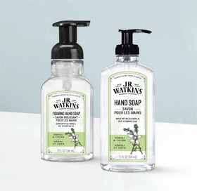 J.R. Watkins gel texture on hand showing soft lather and smooth feel