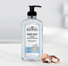 J.R. Watkins bottle label closeup showing ingredient and cruelty-free badge
