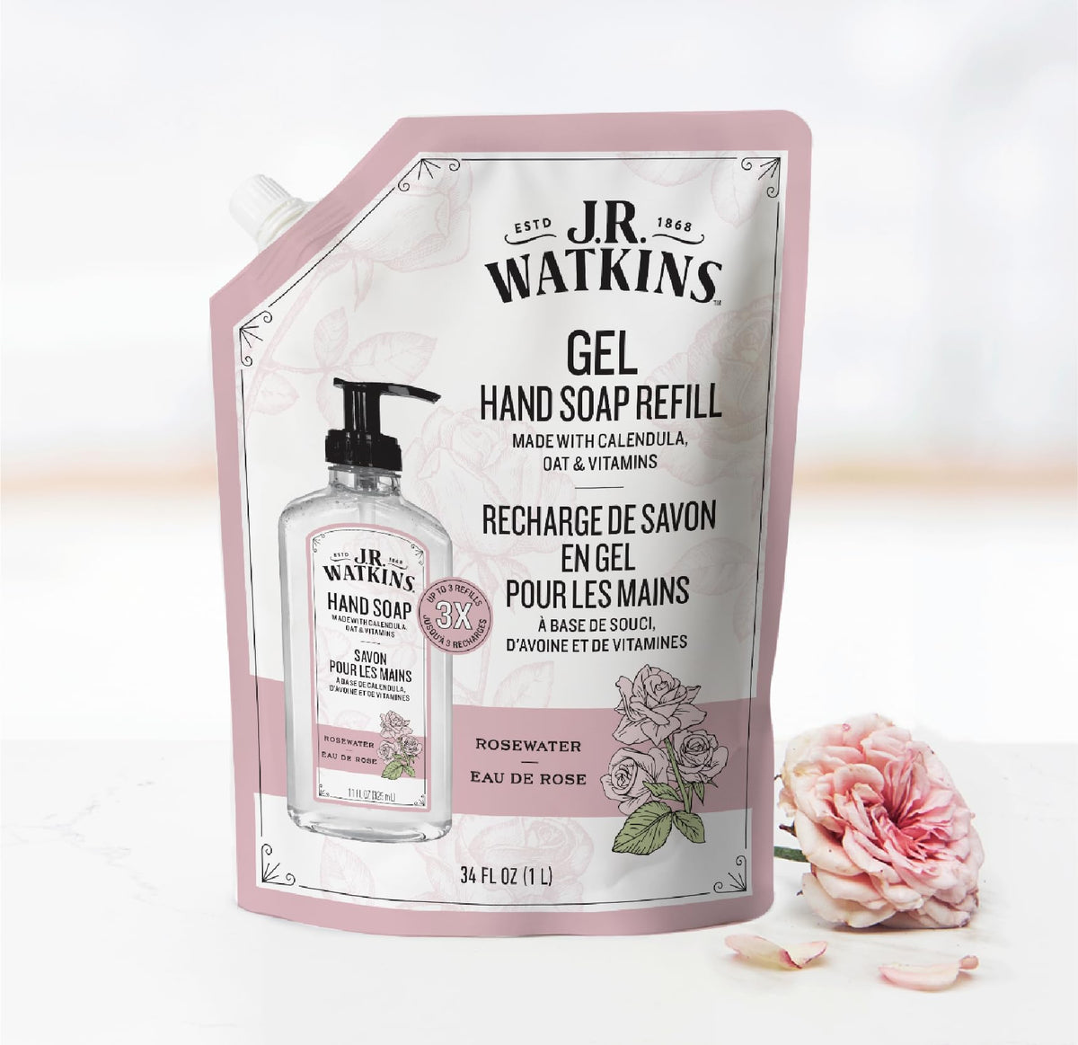 J.R. Watkins gel texture close-up displaying moisturizing plant-based lather