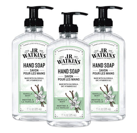 J.R. Watkins front packaging showing three vanilla mint bottles for convenience