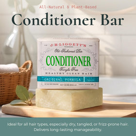 J·R·LIGGETT'S conditioner bar close-up texture highlighting creamy cocoa butter slip