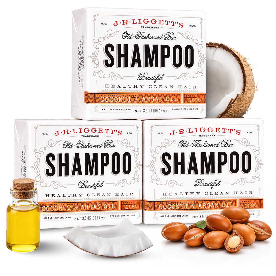 J·R·LIGGETT'S front packaging showing three bars and brand benefit
